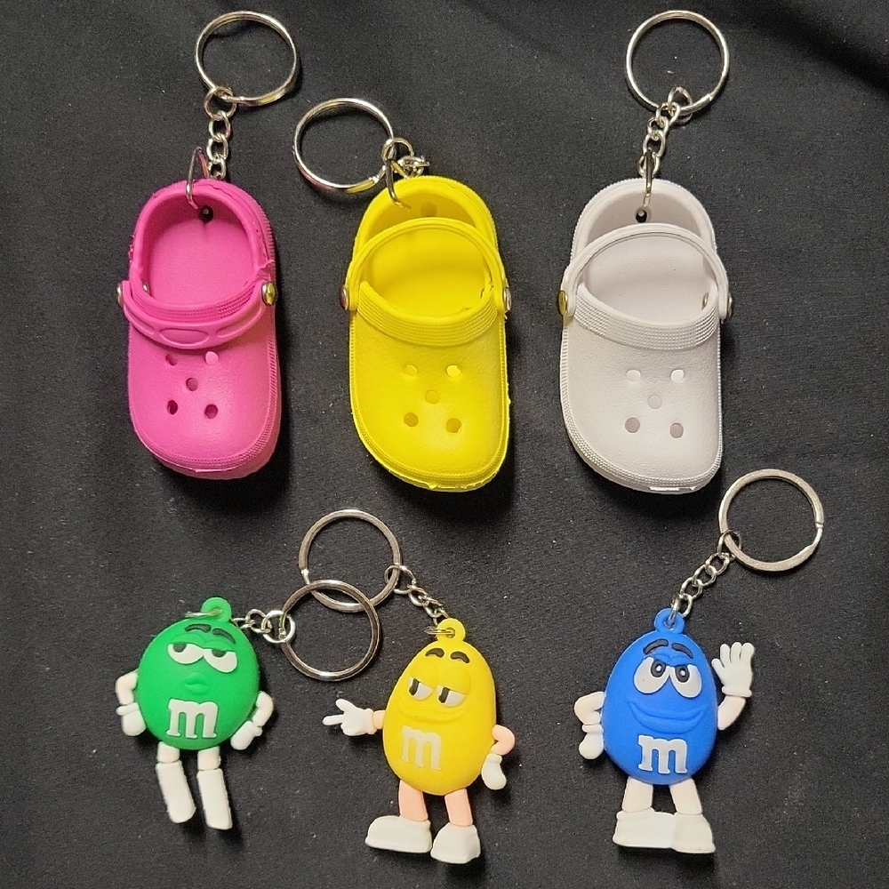 Colorful Shoe and M&M Keychain Set
